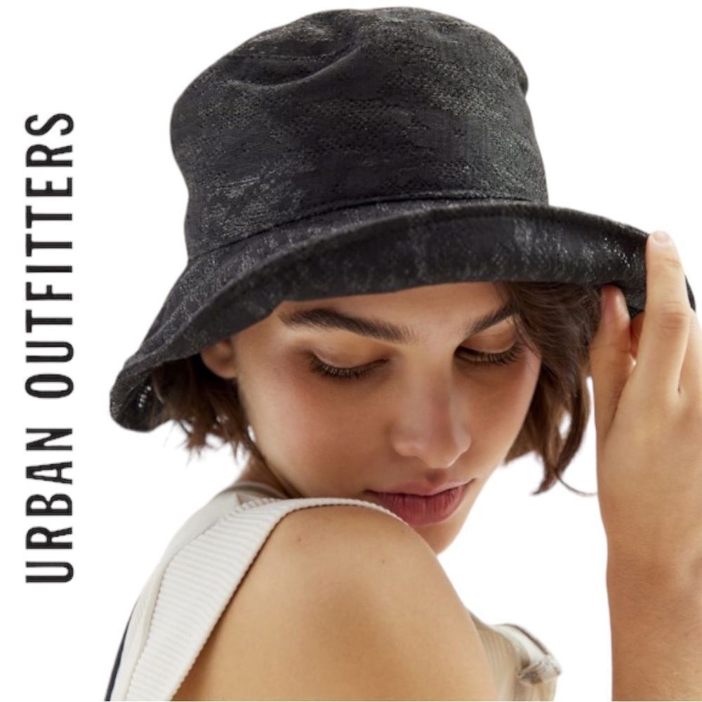 Urban Outfitters UO Lacey Black Bucket Hat NEW